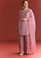 Light Pink Organza Kurta Sharara Suit With Embroidery