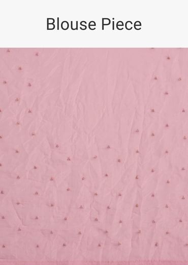 Light Pink Tissue Embroidered Saree With Cutwork Scallop Border