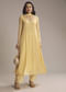 Light Yellow Chinon Anarkali Suit With Cutdana And Sequins Work