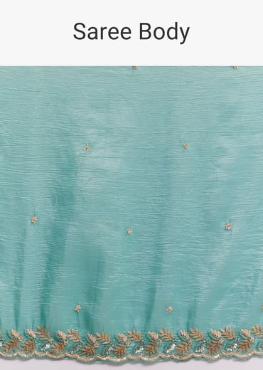 Light Blue Crushed Tissue Saree Embroidered With Cutdana And Sequins