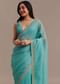Light Blue Crushed Tissue Saree Embroidered With Cutdana And Stones