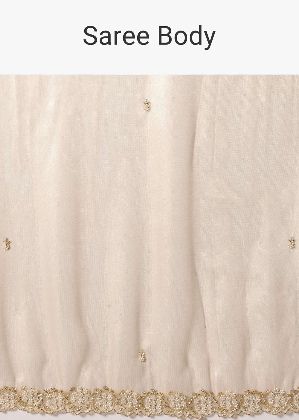 Light Gold Toned Saree In Tissue With Cut Dana Embroidered Borders