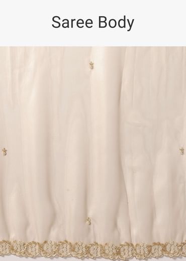 Light Gold Toned Saree In Tissue With Cut Dana Embroidered Borders