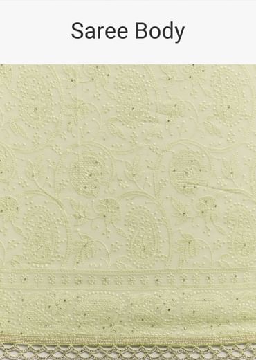 Light Green Chikankari Georgette Saree With Stone Embellishments