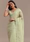 Light Green Crushed Tissue Saree With Resham Embroidered Border