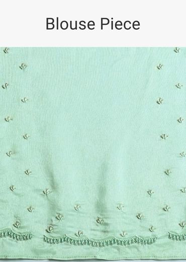 Light Green Georgette Saree With Cutdana And Bead Embroidery