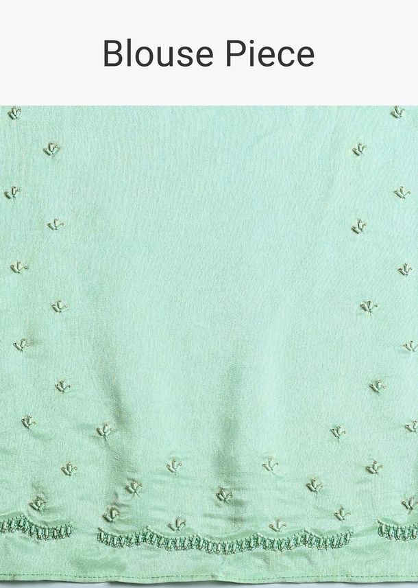 Light Green Georgette Saree With Cutdana And Bead Embroidery