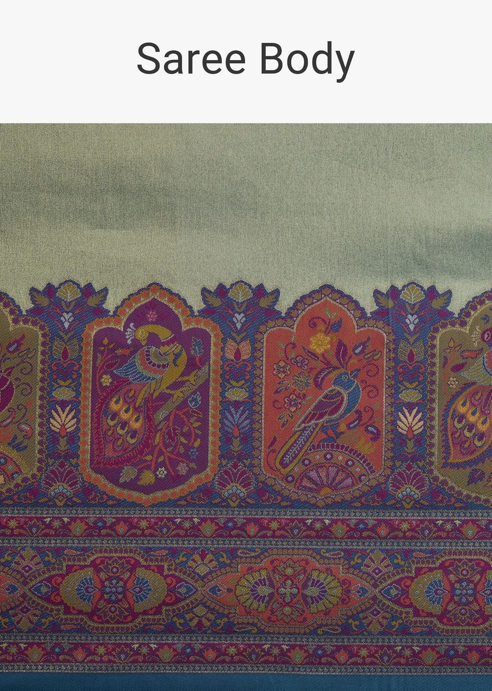 Light Green Silk Saree With Traditional Woven Motifs