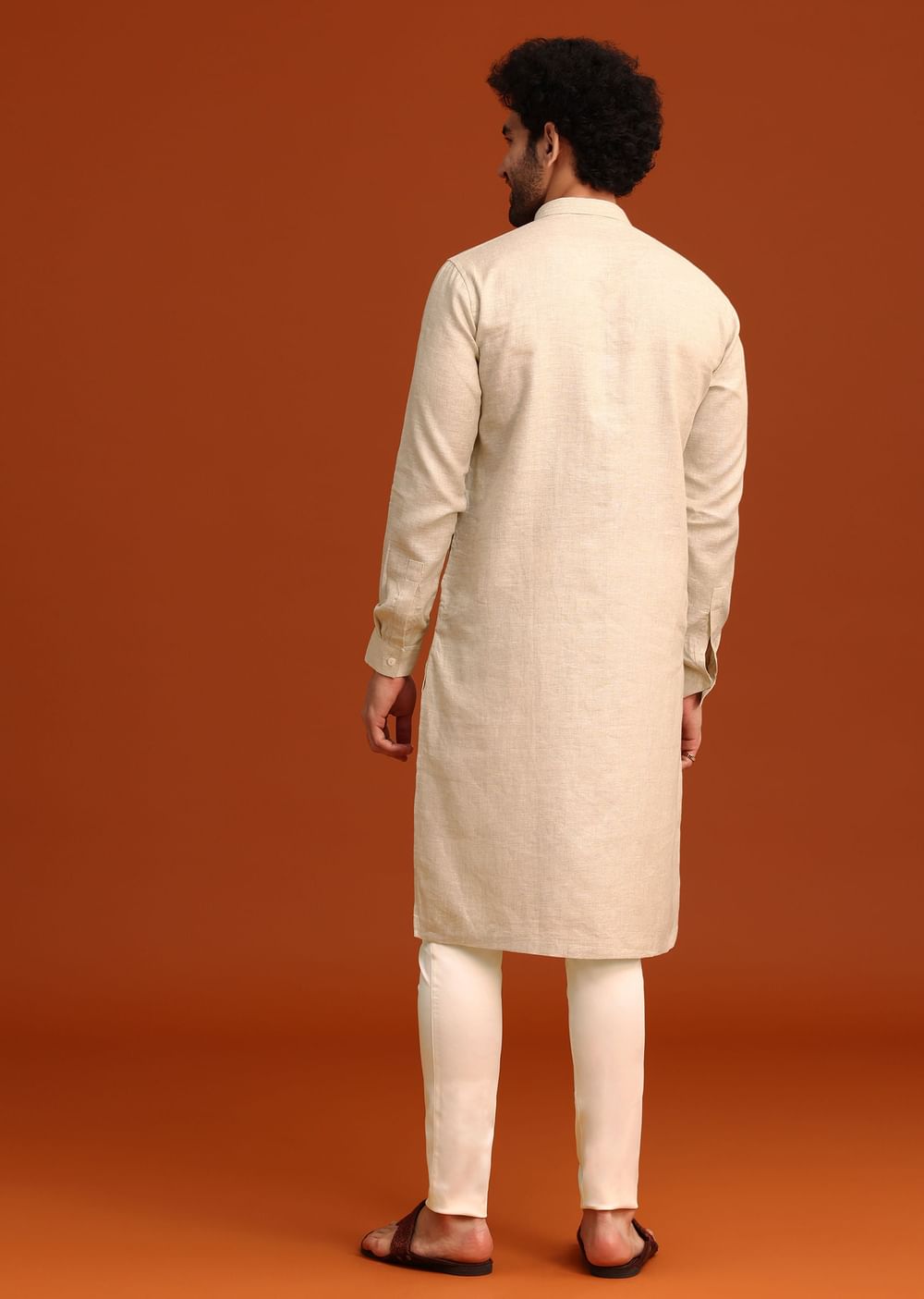 Light Natural Floral Resham Embroidered Kurta And Pant Set