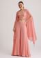 Light Pink Georgette Palazzo Set With Embroidered Cape