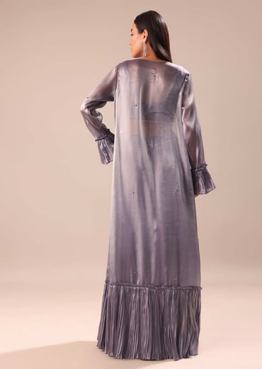 Light Purple Palazzo With Embroidered Blouse And Jacket