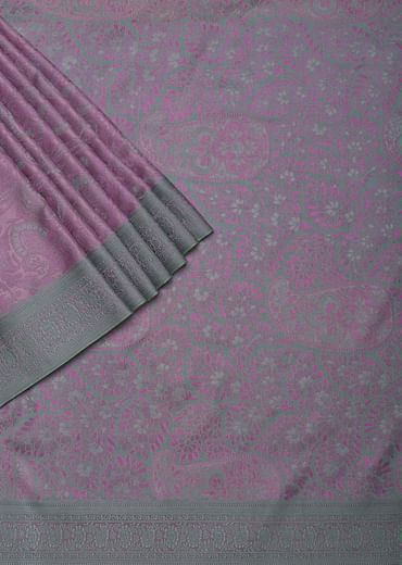 Wine South Resham Silk Saree With Woven Work And Unstitched Blouse Fabric