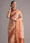 Light Yellow Tissue Silk Floral Printed Saree With Zari Woven Border