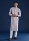 Lilac Mens Jacquard Self Work Kurta and Pant Set