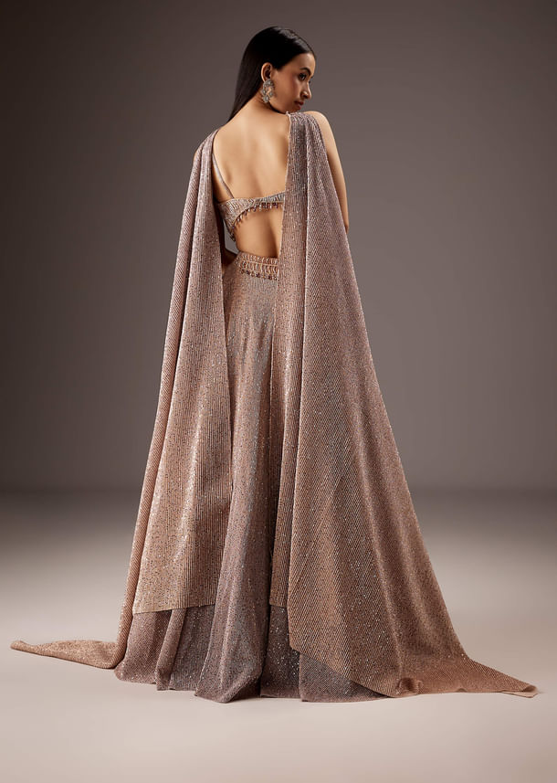 Lilac Purple Fancy Bridesmaid Lehenga With Elegant Choker Cape Dupatta Lilac Purple Fancy Bridesmaid Lehenga With Elegant Choker Cape Dupatta