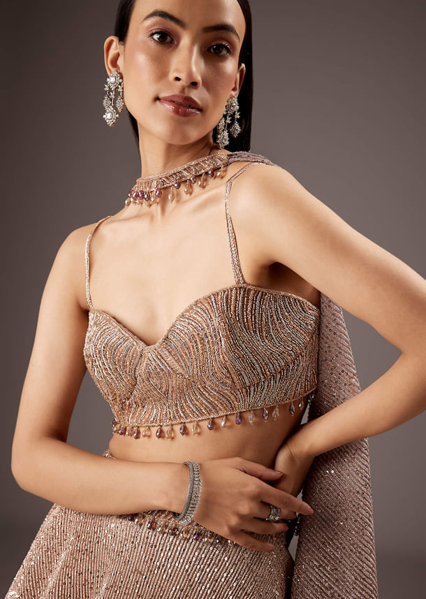 Lilac Purple Fancy Bridesmaid Lehenga With Elegant Choker Cape Dupatta Lilac Purple Fancy Bridesmaid Lehenga With Elegant Choker Cape Dupatta