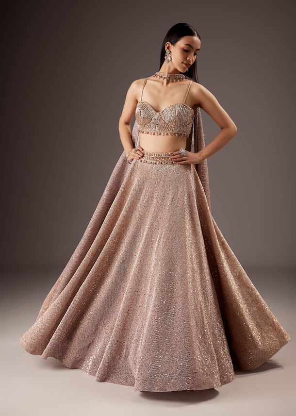 Lilac Purple Fancy Bridesmaid Lehenga With Elegant Choker Cape Dupatta Lilac Purple Fancy Bridesmaid Lehenga With Elegant Choker Cape Dupatta