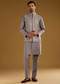 Lilac Rayon Kurta Jacket Set For Men With Resham And Gota Work