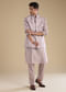 Lilac Silk Jacket Kurta Set with Mirror Embellishments