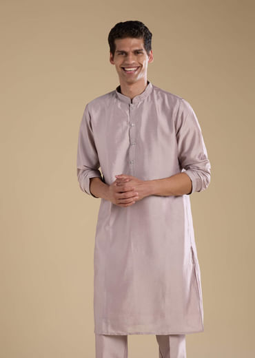 Lilac Silk Jacket Kurta Set with Mirror Embellishments