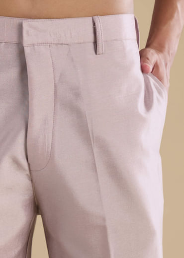 Lilac Silk Jacket Kurta Set with Mirror Embellishments