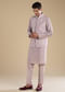 Lilac Silk Jacket Kurta Set with Mirror Work