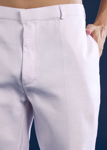 Lilac Silk Jacket Kurta Set with Sequin Embroidery