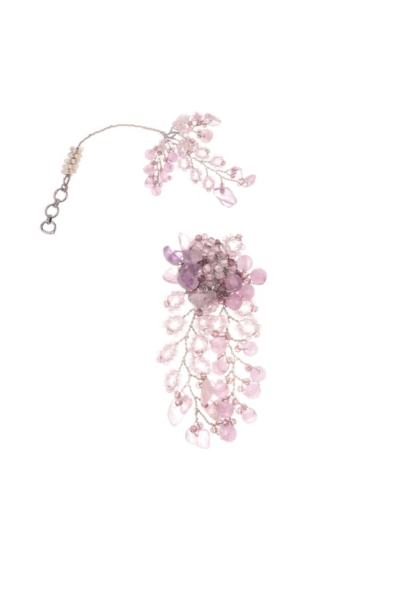 Lilac And Pink Handcrafted Stud Earrings In Mix Metal Lilac And Pink Handcrafted Stud Earrings In Mix Metal