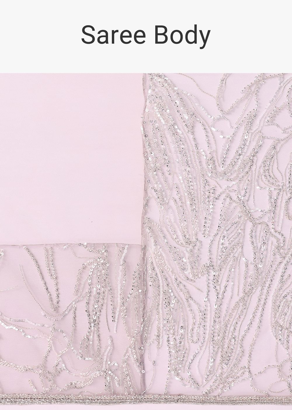 Lilac Fancy Sequence Net Saree With Ruched Stitched