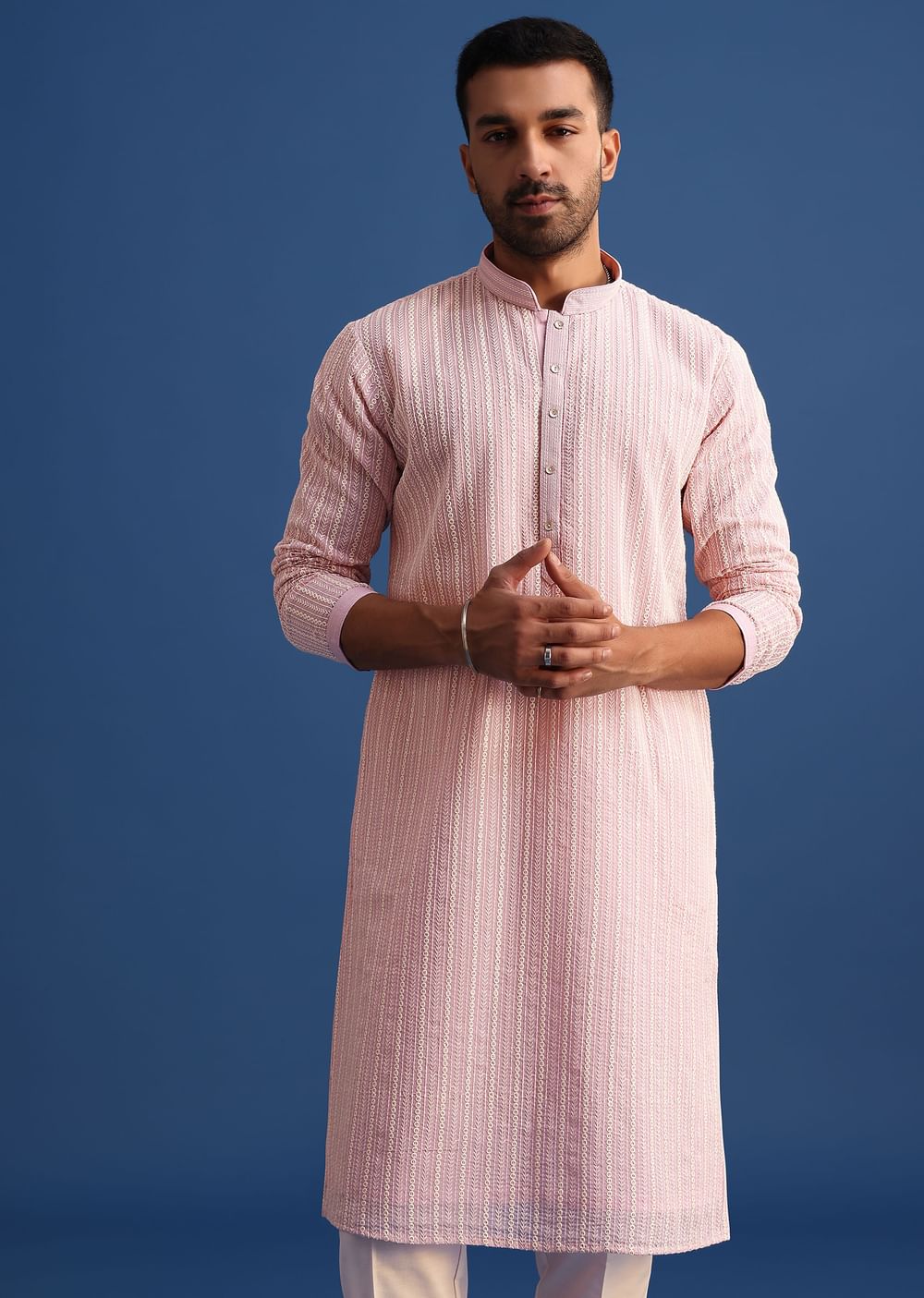 Lilac Georgette Kurta Set With Thread Work