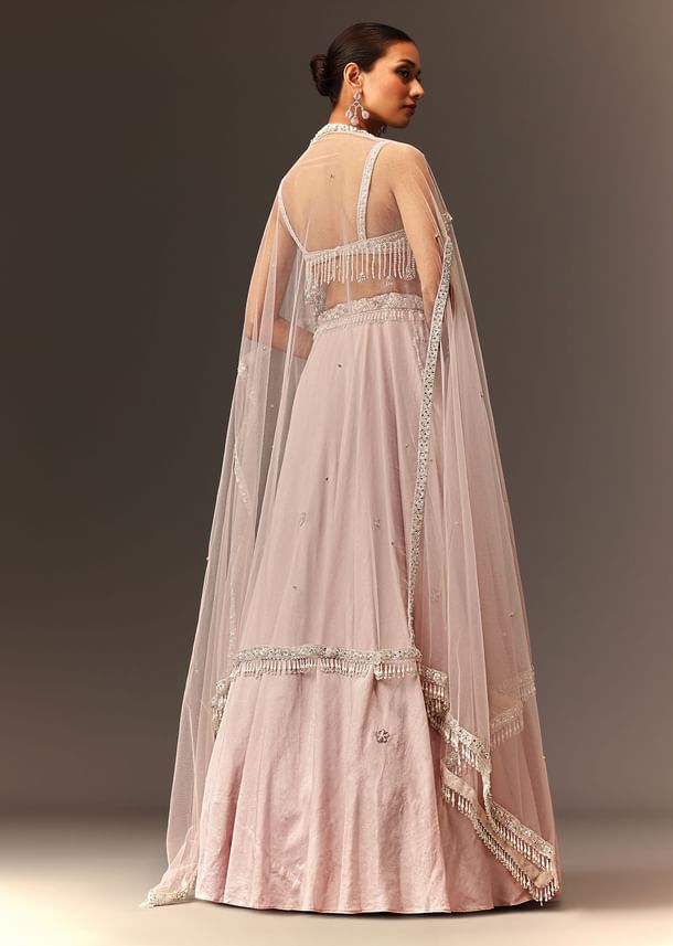 Lilac Lehenga And Stone Embellished Blouse With Dupatta