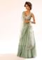 Lily Green Tiered Lehenga With Colorful Resham And Moti Embroidery In Floral Motifs