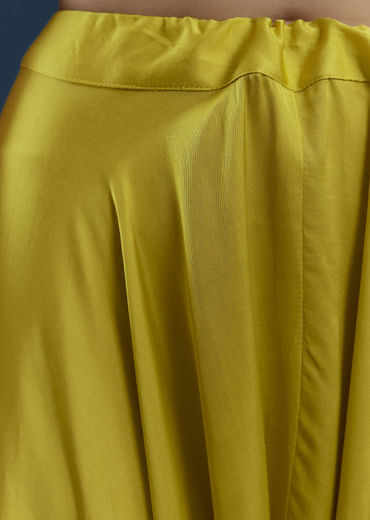 Lime Green Cape Top and Dhoti Set with Zardozi Work