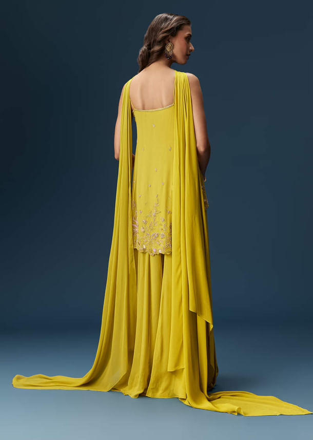 Lime Green Sharara Set With Tassel Dupatta Lime Green Sharara Set With Tassel Dupatta