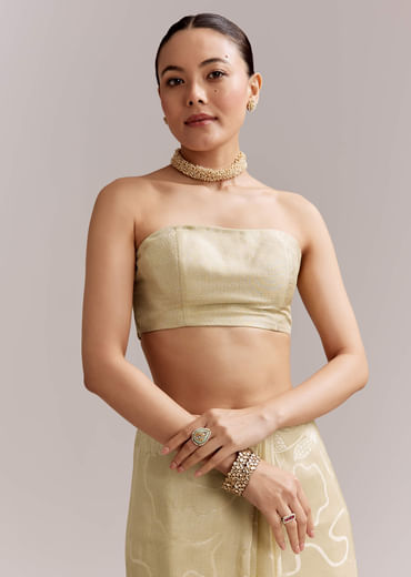 Lime Yellow Satin Saree With Digital Florals And Hand Embroidery