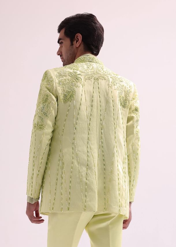 Lime bandhgala jacket and pant set