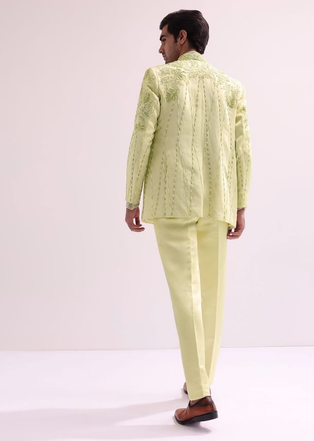 Lime bandhgala jacket and pant set