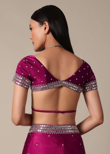 Luxe Wine Saree With Stone Embellishments