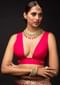 Magenta Sleeveless Blouse In Raw Silk With A Plunging Trapeze Neckline