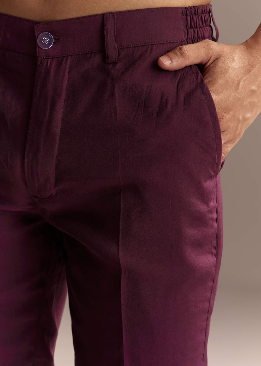Magenta Kurta Set For Men With Resham Embroidery