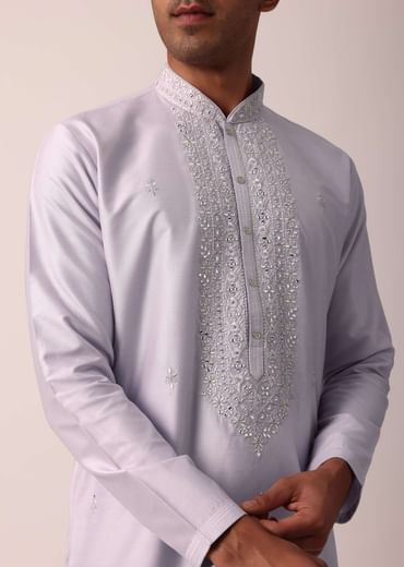 Majestic Festival Silk Kurta Set With Thread And Mirror Work