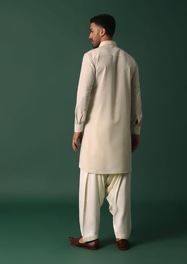 Majestic Ivory White Pathani Kurta Set