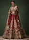 Maroon Bridal Lehenga Set In Raw Silk with Two Dupattas