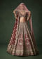 Maroon Bridal Silk Sequin Lehenga Set with  Two Dupattas