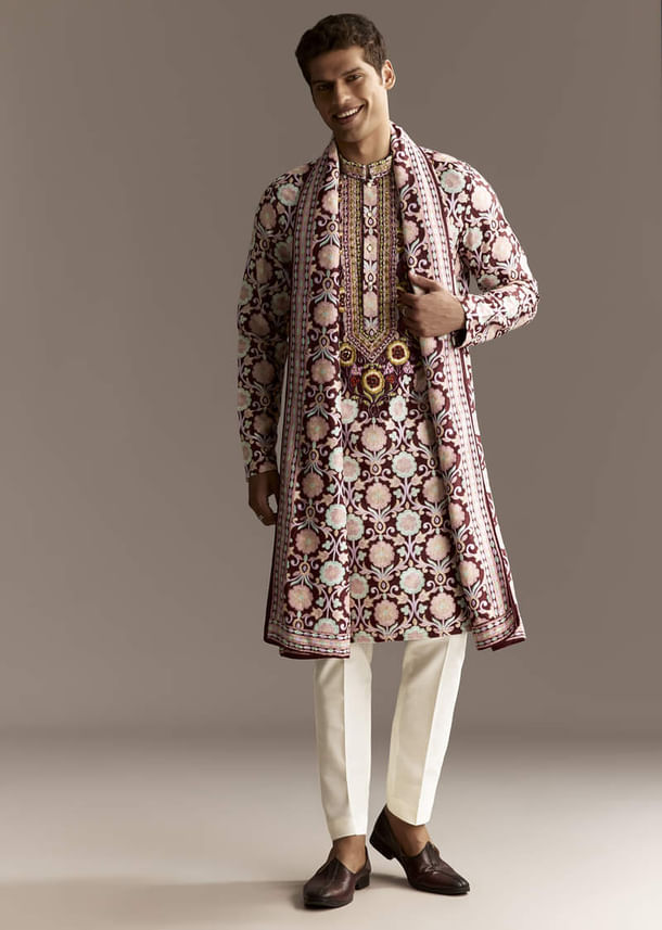 Maroon Dupatta Kurta Set