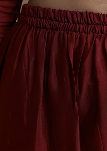 Maroon Foil Mirror Kurta Set with Kalamkari Dupatta