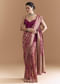 Maroon Khadhi Georgette Saree With Floral And Geometric Zari Work