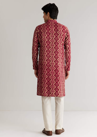 Maroon Modal Chanderi Sequin Embroidered Kurta Set