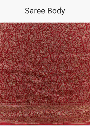 Maroon Silk Woven Brocade Saree With Zari And Floral Border
