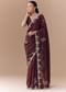 Maroon Tissue Embellished Saree with Blouse Fabric
